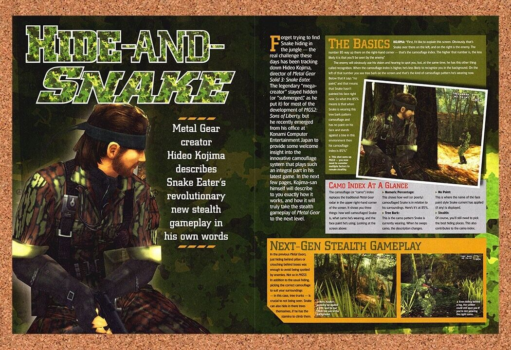 Metal Gear Solid 3 Snake Eater PS2 Original 2003 Ad Authentic Video Game Promo