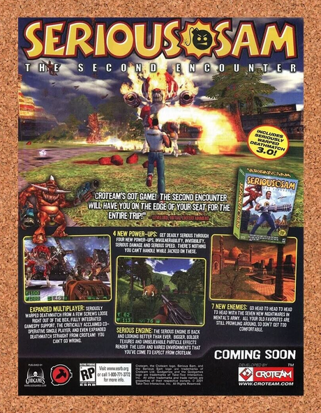 Serious Sam The Second Encounter PC Original 2004 Ad Authentic Video Game Promo