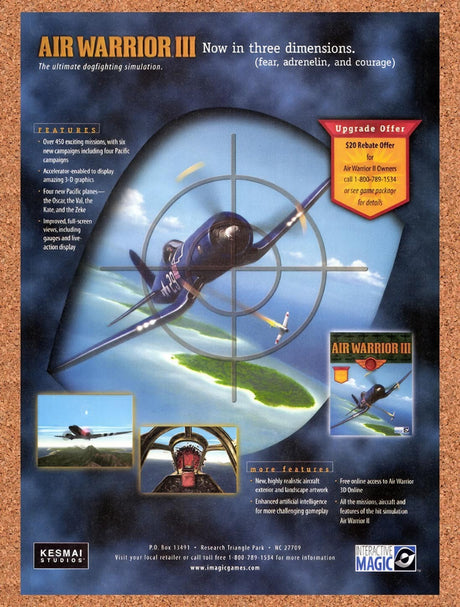 1998 Air Warrior III PC Original Advertisement / Retro Promo v1