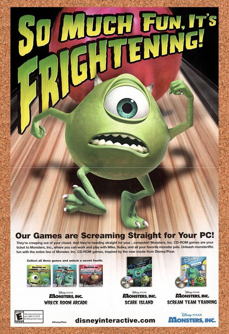 2001 Monsters Inc Scream Team PS1 Original Advertisement / Retro Wall Art v2