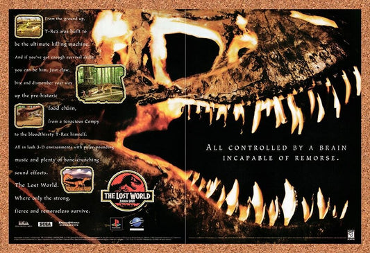 1996 The Lost World Jurassic Park PS1 Original Advertisement / Retro Wall Art v2