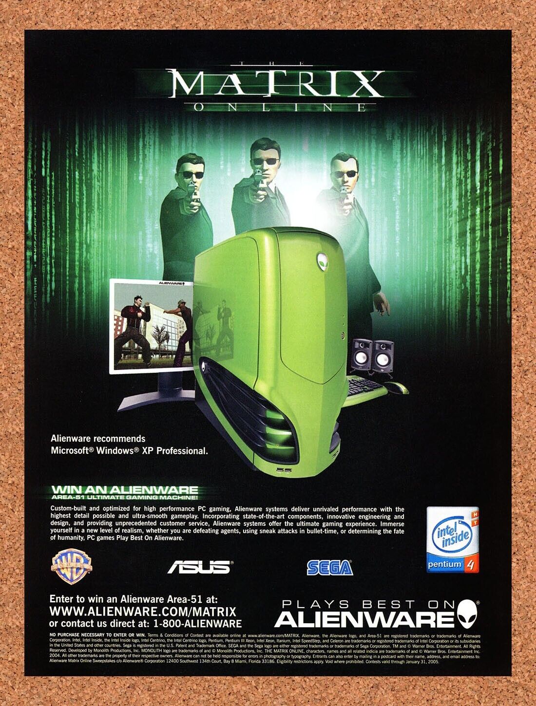 Matrix Online PC Original 2006 Ad Authentic Alienware Sweepstakes Game Promo