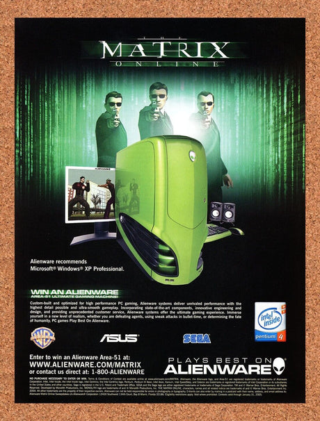 Matrix Online PC Original 2006 Ad Authentic Alienware Sweepstakes Game Promo