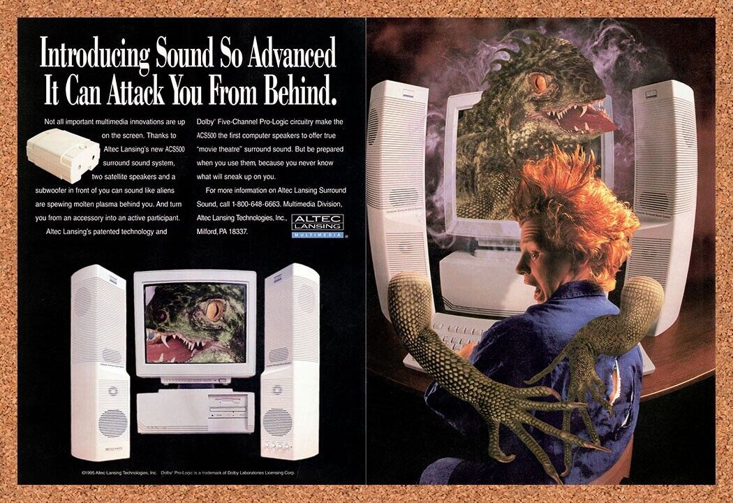 Altec Lansing Satellite Sound System Original 1997 Vintage Ad - Video Game Promo