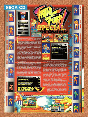 1995 Fatal Fury Special Sega CD Original Advertisement / Retro Promo vr1