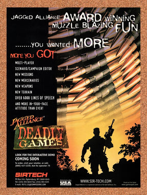 1996 Jagged Alliance Deadly Games PC Original Advertisement / Retro Wall Art v1