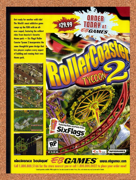 2002 RollerCoaster Tycoon 2 EB Games Original Advertisement / Retro Promo v2