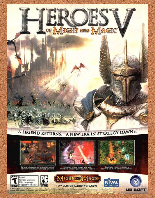 Heroes Of Might And Magic V PC Original 2005 Ad Authentic Video Game Art Promo