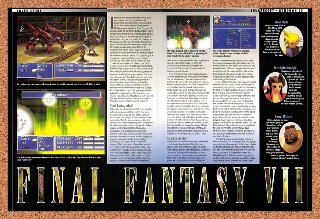 1998 Final Fantasy VII PC Preview Original Advertisement / Retro Promo vr5