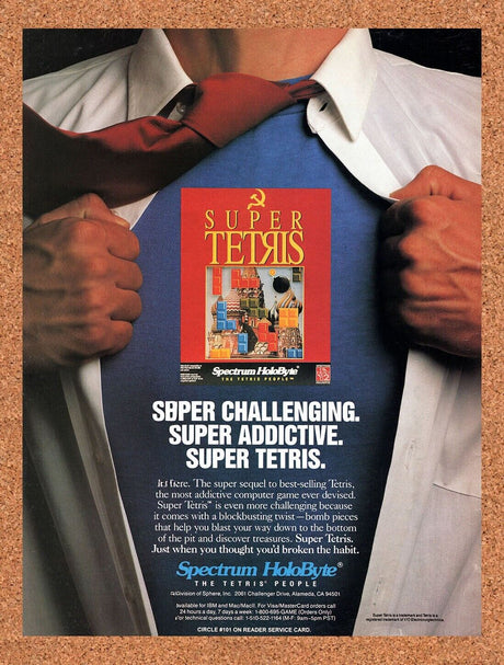 1992 Super Tetris IBM Original Advertisement / Retro Wall Art v1
