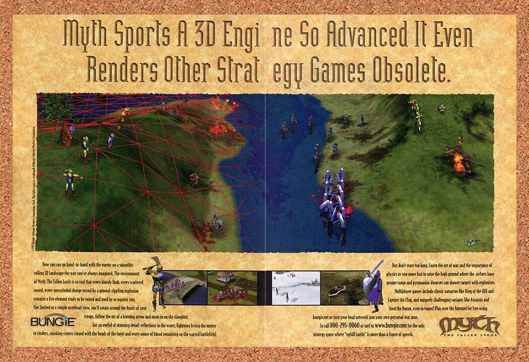 Myth The Fallen Lords PC Original 1997 Print Ad Authentic Video Game Art Promo