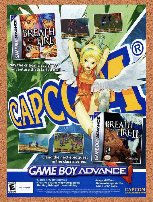 Breath of Fire II GBA Original 2002 Ad Authentic Capcom RPG Video Game Promo