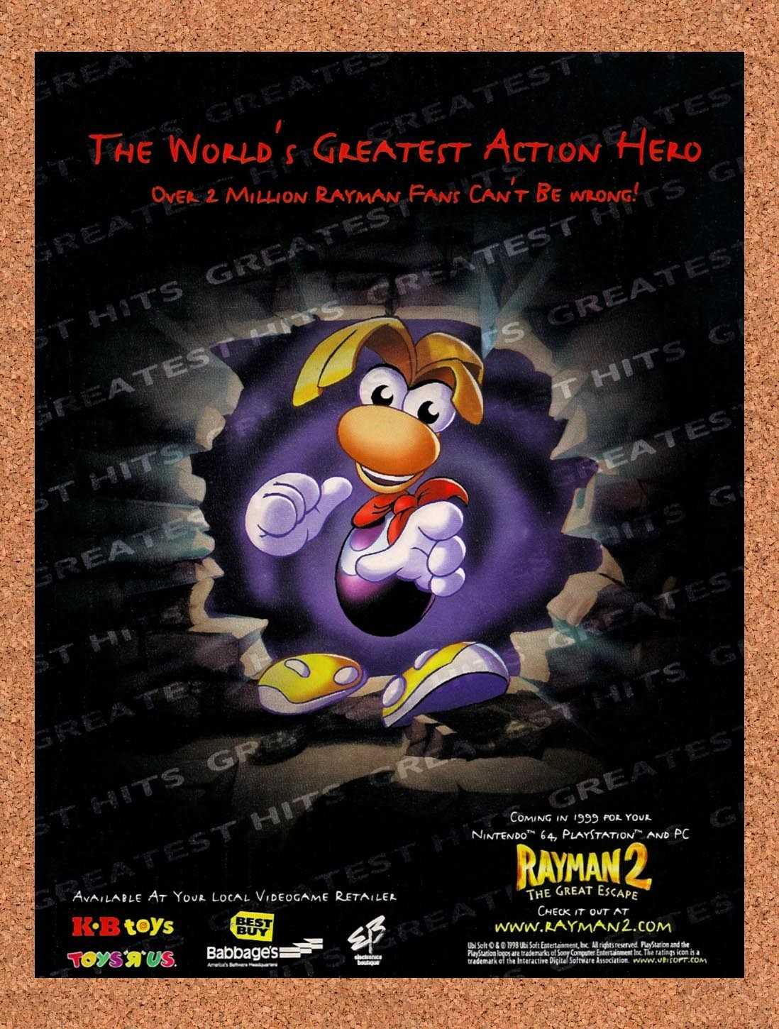 1998 Rayman 2 The Great Escape Toys R Us Original Advertisement / Retro Promo v6