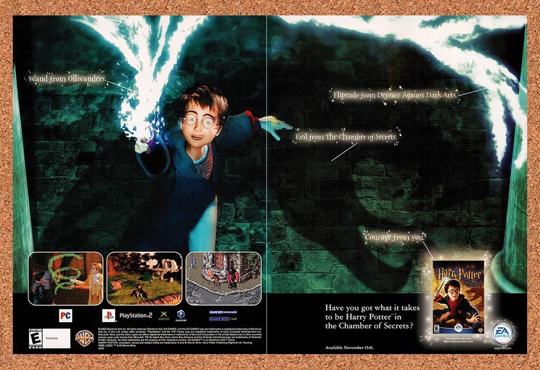2002 Harry Potter Chamber Of Secrets PS2 Original Advertisement / Retro Promo v1