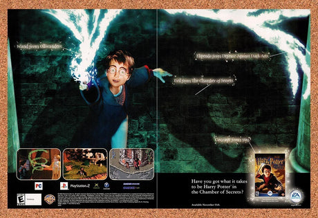 2002 Harry Potter Chamber Of Secrets PS2 Original Advertisement / Retro Promo v1
