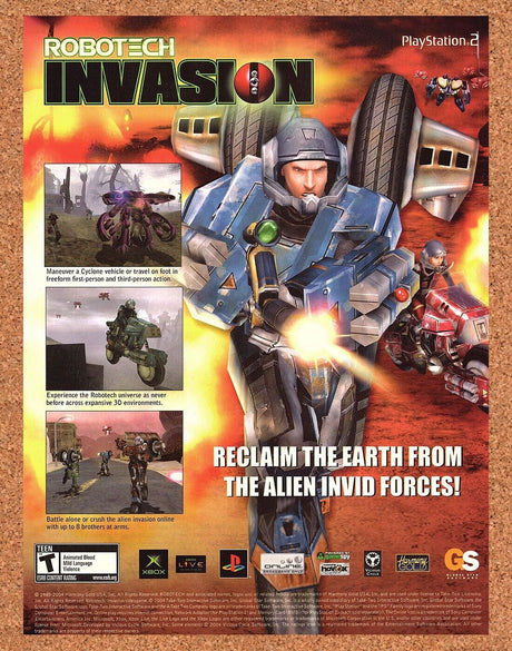 Original 2004 Robotech Invasion PS2 Vintage Ad - Video Game Promo Wall Art