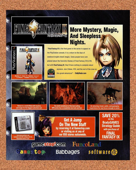 2000 Final Fantasy IX FuncoLand Original Advertisement / Retro Promo v5