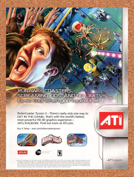 2004 RollerCoaster Tycoon 3 ATI Original Advertisement / Retro Promo v1