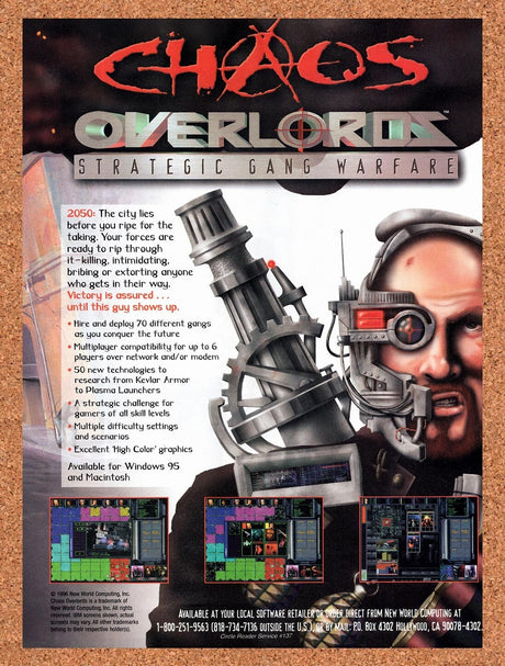 1996 Chaos Overlords Strategic Gang Warfare PC Original Ad / Retro Wall Art v1