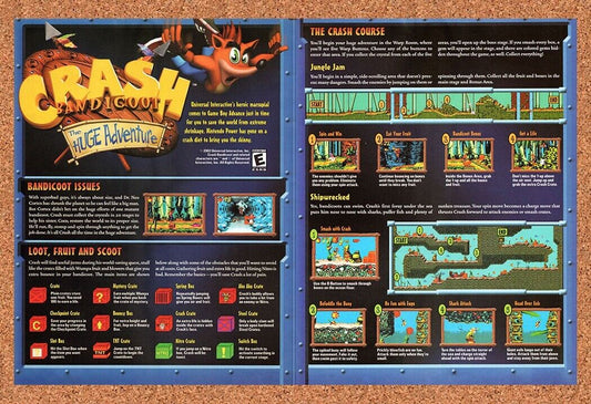 Crash Bandicoot Huge Adventure GBA Original 2003 Vintage Ad - Video Game Promo