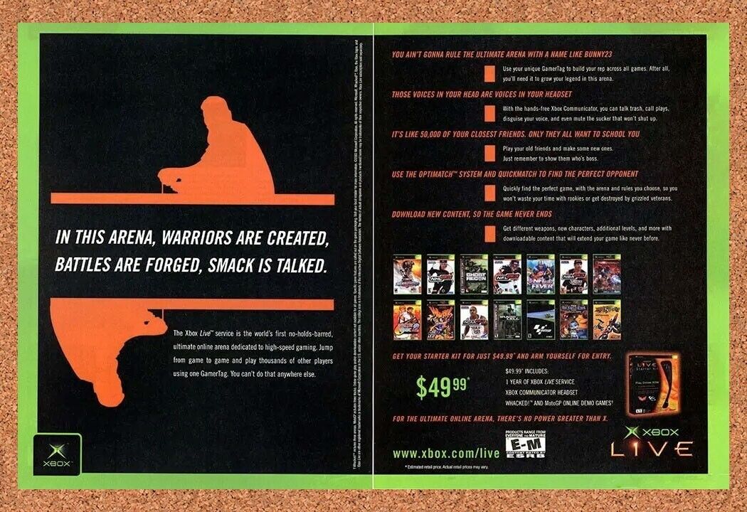 Microsoft Xbox Live Original 2004 Ad Authentic Online Play Video Game Promo