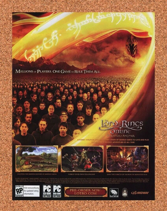Lord Of The Rings Shadow Angmar PC Original 2008 Ad Authentic MMO RPG Promo