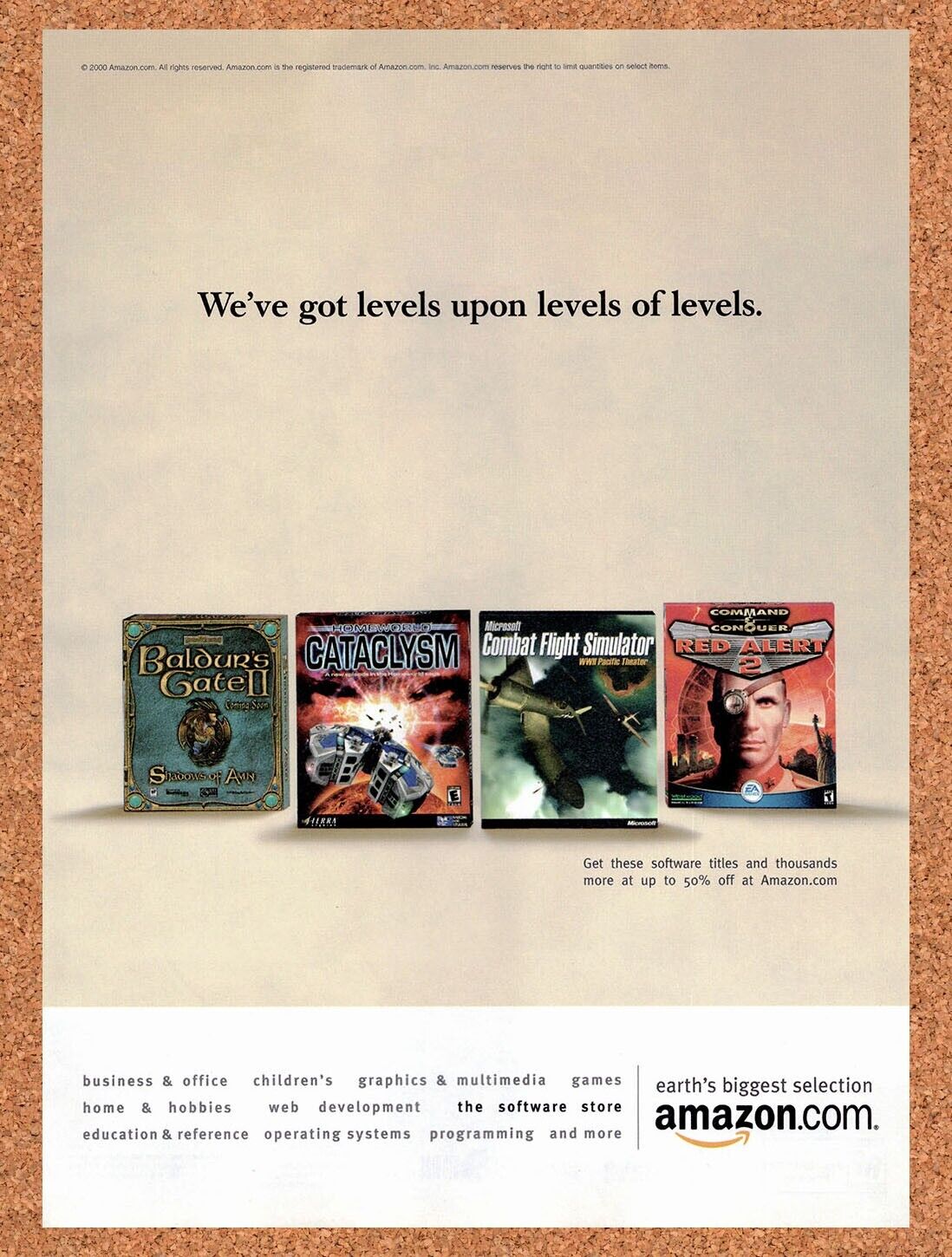 2000 Amazon PC Games Original Advertisement / Retro Wall Art v1
