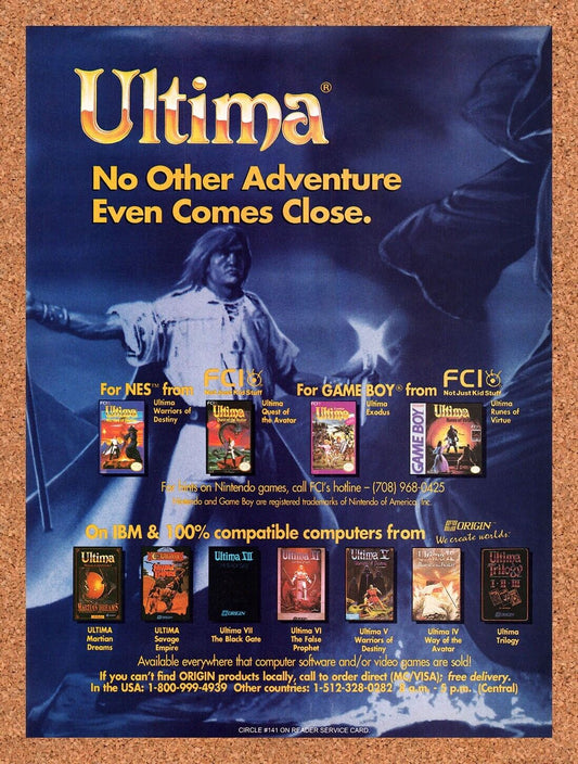 1991 Ultima NES IBM Original Advertisement / Retro Wall Art v1