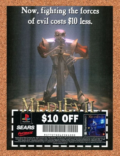 Medieval Sears PS1 Original 1998 Ad Authentic Sears Funtronics Rebate Promo