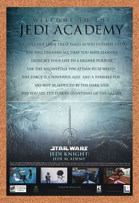 Star Wars Jedi Knights Academy Xbox Original 2005 Ad Authentic Video Game Promo