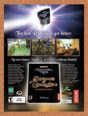 2003 Neverwinter Nights The Shadows Of Undrentide PC Original Ad / Wall Art v3