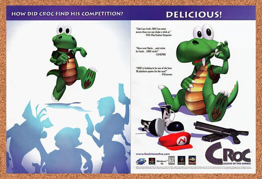 1996 Croc Legend Of The Gobbos PS1 Original Advertisement / Retro Wall Art v1