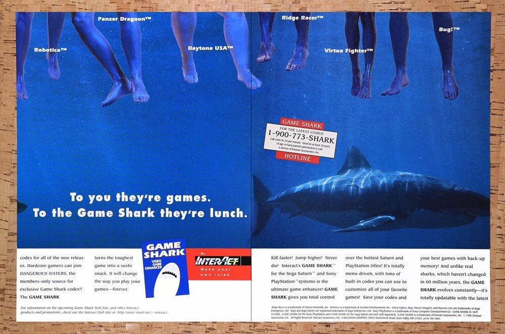 1996 GameShark Video Game Enhancer Original Advertisement / Retro Wall Art v14