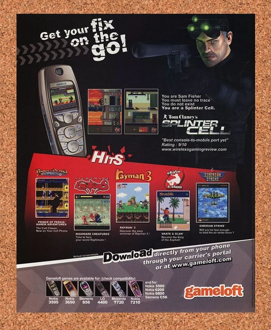 Splinter Cell Gameloft Mobile Original 2004 Ad Authentic Retro Video Game Promo