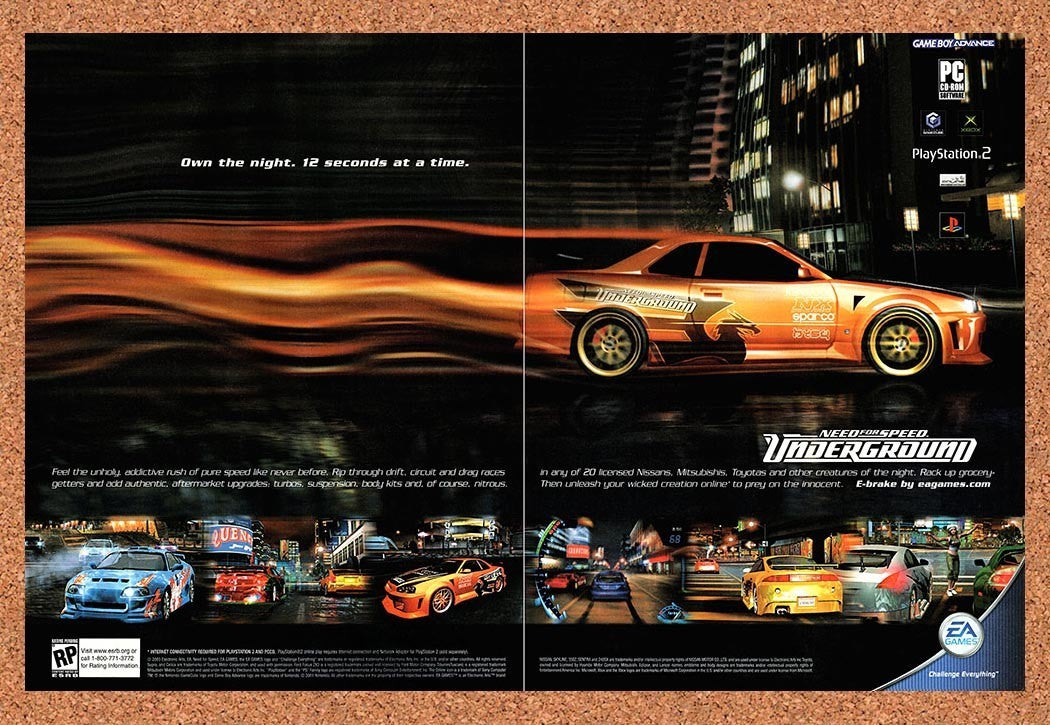 2003 Need For Speed Underground PS2 Original Advertisement / Retro Promo v1