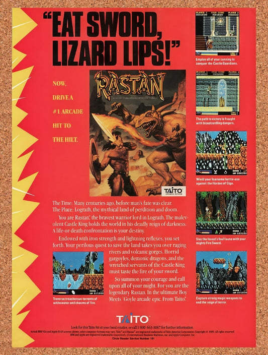 1989 Rastan IBM Original Advertisement / Retro Wall Art v1