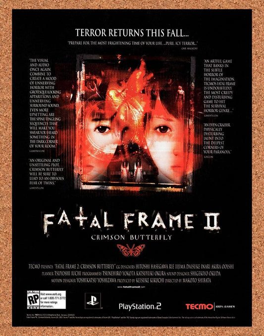 Fatal Frame II PS2 Original 2002 Vintage Ad - Tecmo Horror Video Game Promo