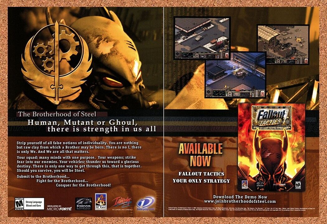 Fallout Tactics PC Original 2002 Ad Authentic Strategy RPG Video Game Promo v4