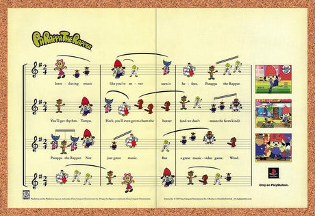 1998 PaRappa The Rapper PS1 Original Advertisement / Retro Promo v1