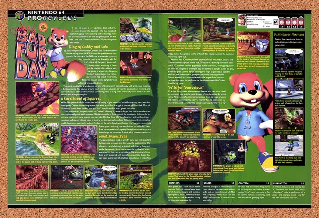 2001 Conker's Bad Fur Day N64 Original Advertisement / Retro Promo vr2