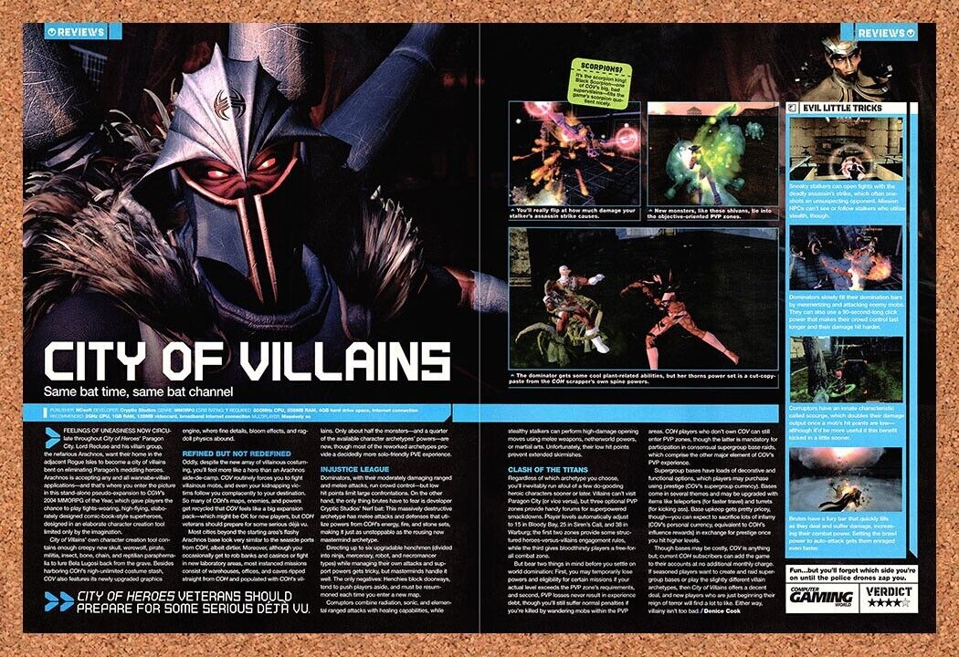 Original 2006 City Of Villains PC Vintage Print Ad - Video Game Promo Wall Art