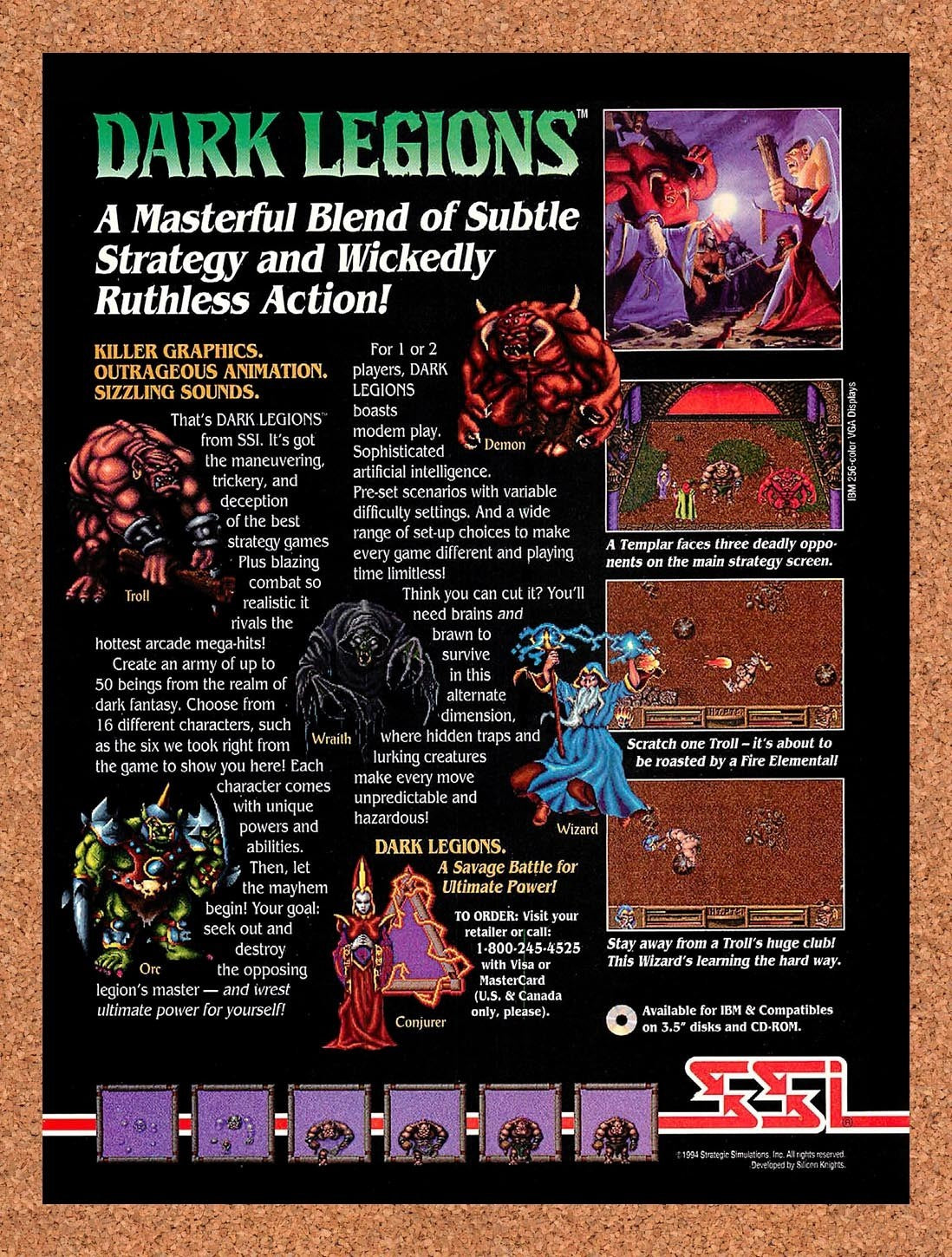1994 Dark Legions IBM Original Advertisement / Retro Promo v1