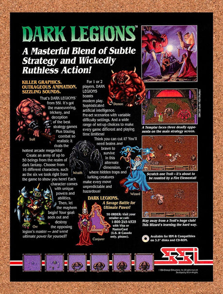 1994 Dark Legions IBM Original Advertisement / Retro Promo v1