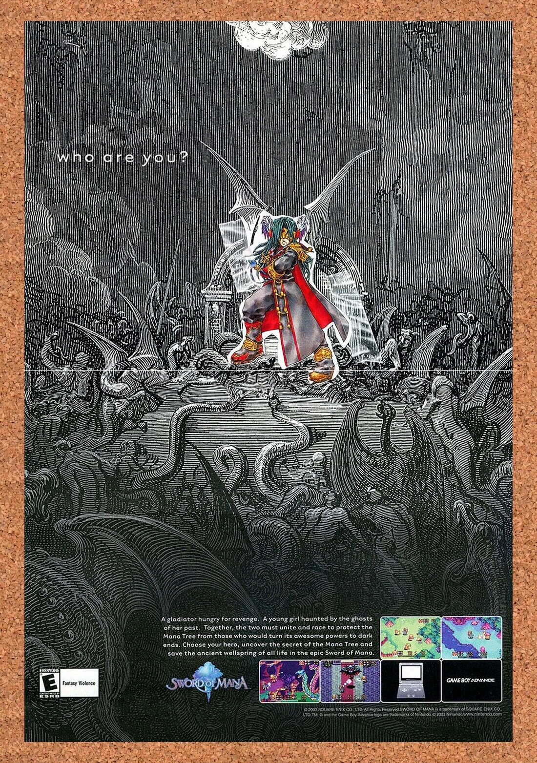 Sword of Mana GBA Original 2003 Ad Authentic Square Enix Video Game Promo v1