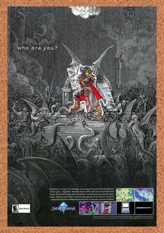 Sword of Mana GBA Original 2003 Ad Authentic Square Enix Video Game Promo v1