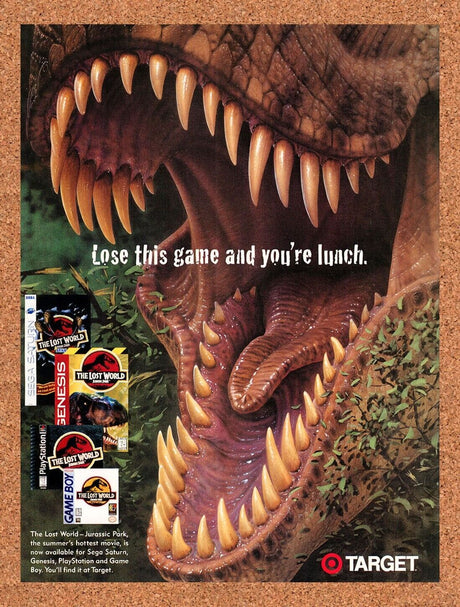1997 The Lost World Jurassic Park PS1 At Target Original Ad / Retro Wall Art v1