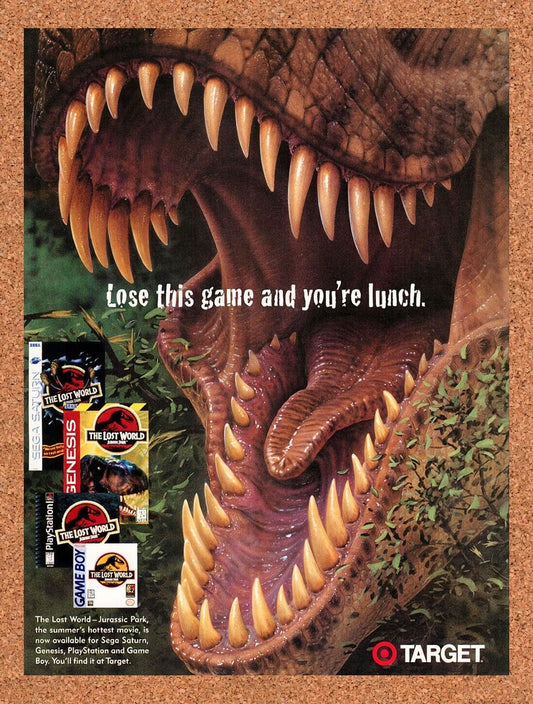 1996 The Lost World Jurassic Park PS1 At Target Original Ad / Retro Wall Art v1