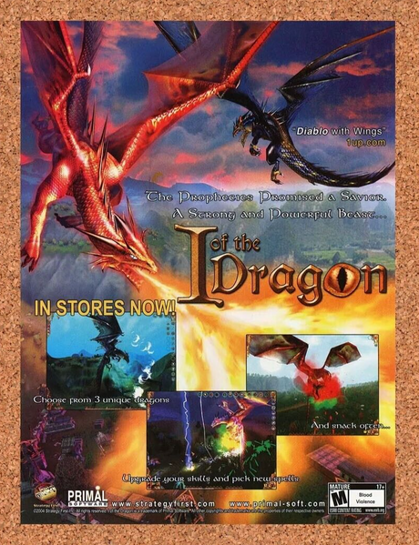 I Of The Dragon PC Original 2006 Ad Authentic Primal RPG Video Game Promo Art