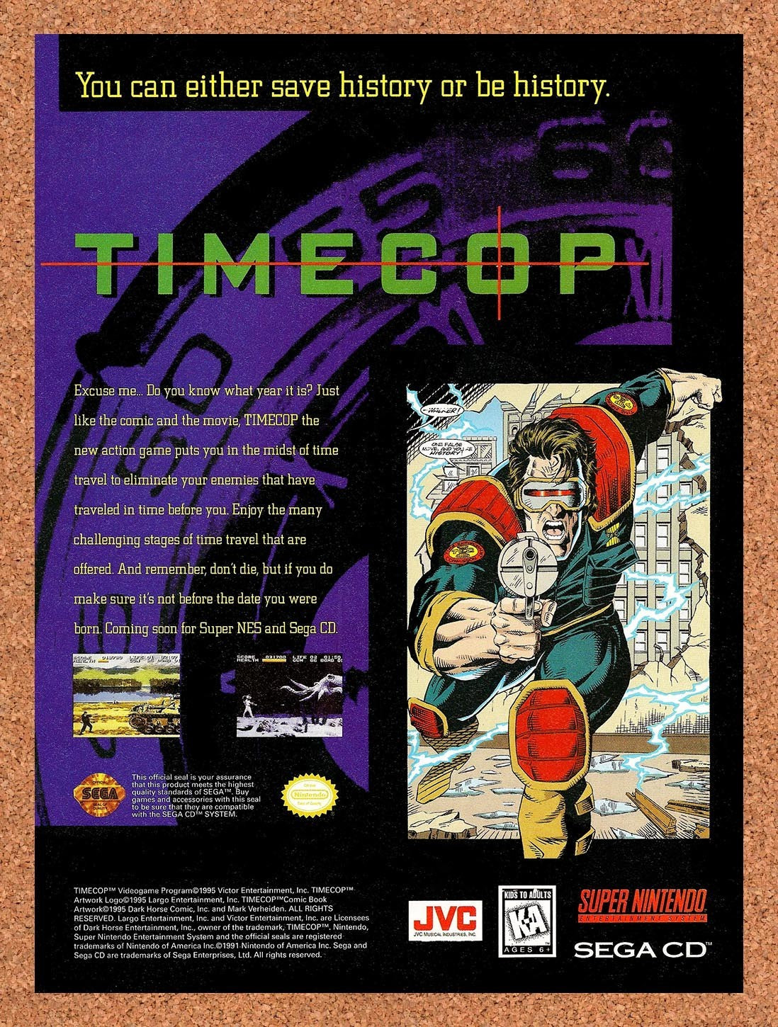 1995 Timecop SNES Original Advertisement / Retro Promo v1