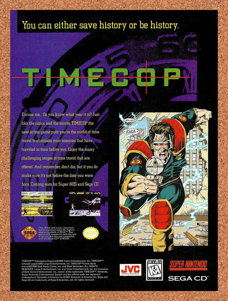 1995 Timecop SNES Original Advertisement / Retro Promo v1